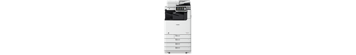 캐논 imageRUNNER ADVANCE DX C5840i A3 컬러 디지털복합기 제조사 공식 전체 이미지 · Canon 로고와 하단 4단 급지함·받침대·캐스터 포함