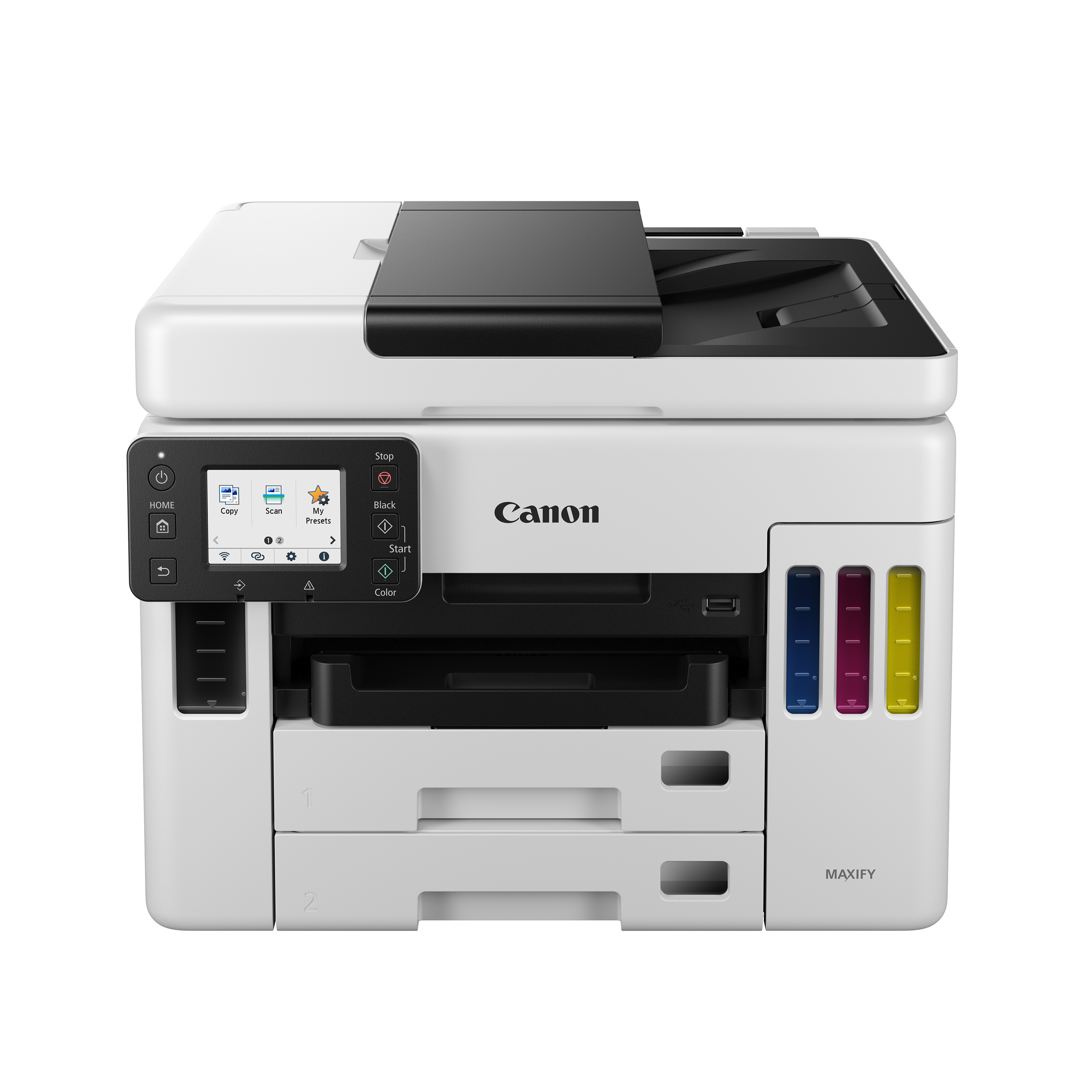 캐논 MAXIFY GX7092 A4 컬러 잉크젯복합기 제조사 공식 정면 이미지 · 본체 Canon 로고와 MAXIFY 표기 포함