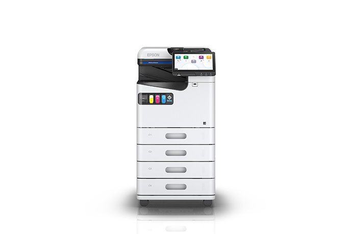 Epson Korea 공식 제품 사진의 WorkForce Enterprise AM-C400 A4 컬러 잉크젯복합기와 옵션 카세트