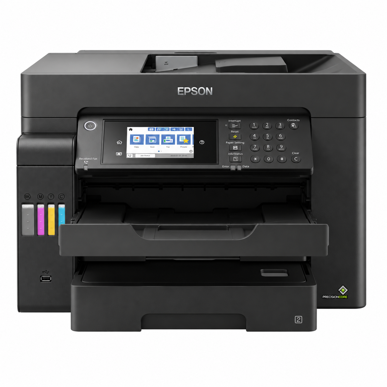엡손 EcoTank Pro L15160 A3+ 컬러 잉크젯복합기 · 공식 원본의 잉크병·출력물을 정리한 제품 사진