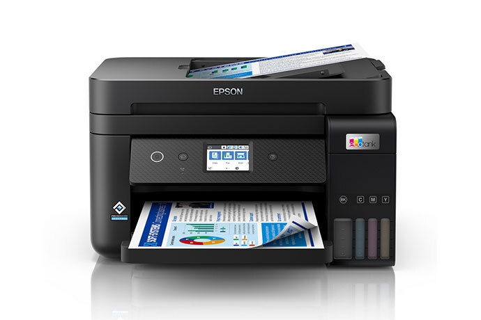 엡손 EcoTank L6291 A4 컬러 팩스복합기 제조사 공식 정면 이미지 · 본체 EPSON 로고와 잉크 탱크 포함