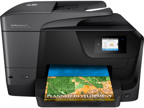 HP OfficeJet Pro 8710 A4 컬러 잉크젯복합기 · HP 로고와 OfficeJet Pro 8710 모델명이 보이는 공식 제품 이미지