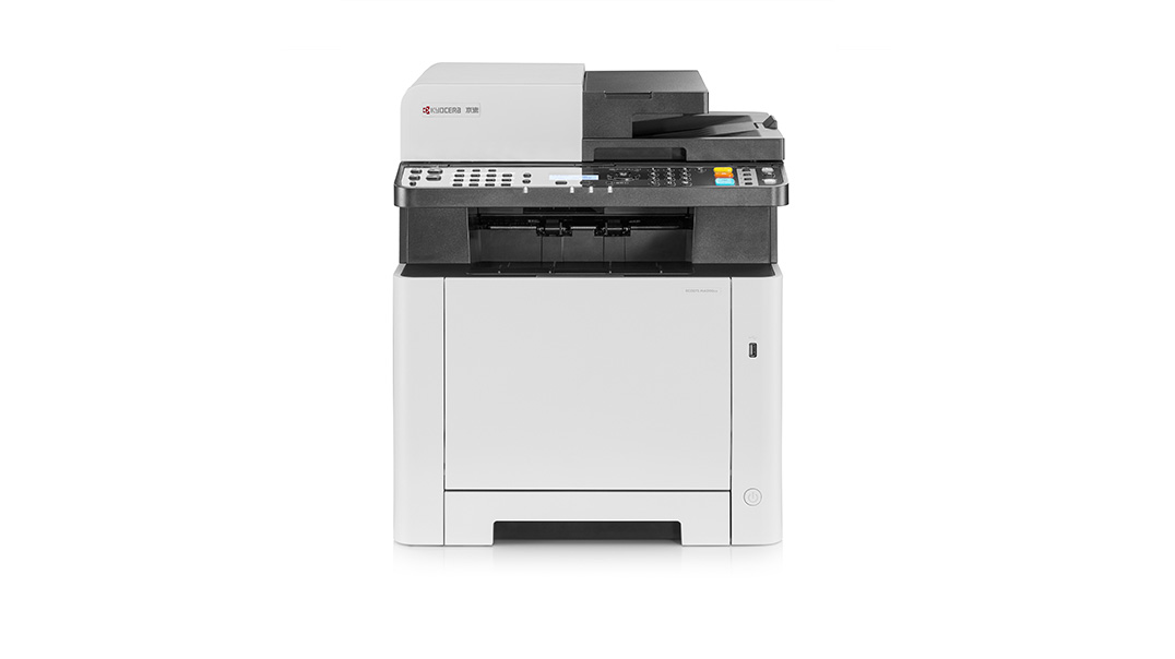 교세라 ECOSYS MA2100cfx A4 컬러 레이저복합기 공식 정면 이미지 · 본체 KYOCERA 로고와 모델 표기 포함